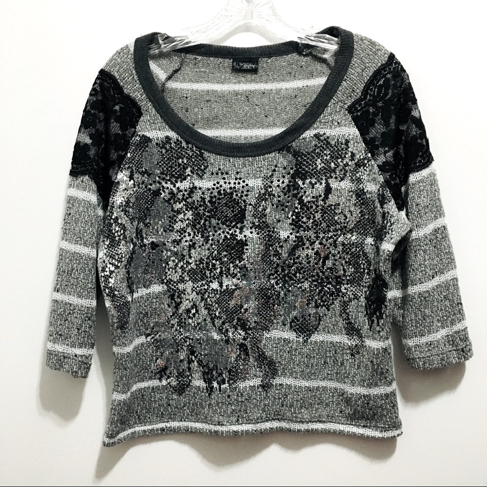 Daytrip Long Sleeves Women’s Buckle Knit Crochet Lace Sweater